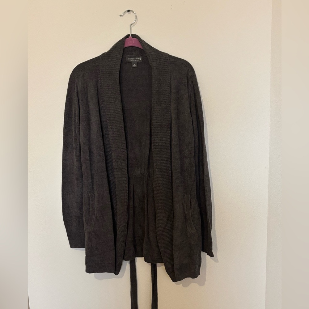 Barefoot Dreams Carbon Grey Tie Waist Cardigan Size Medium